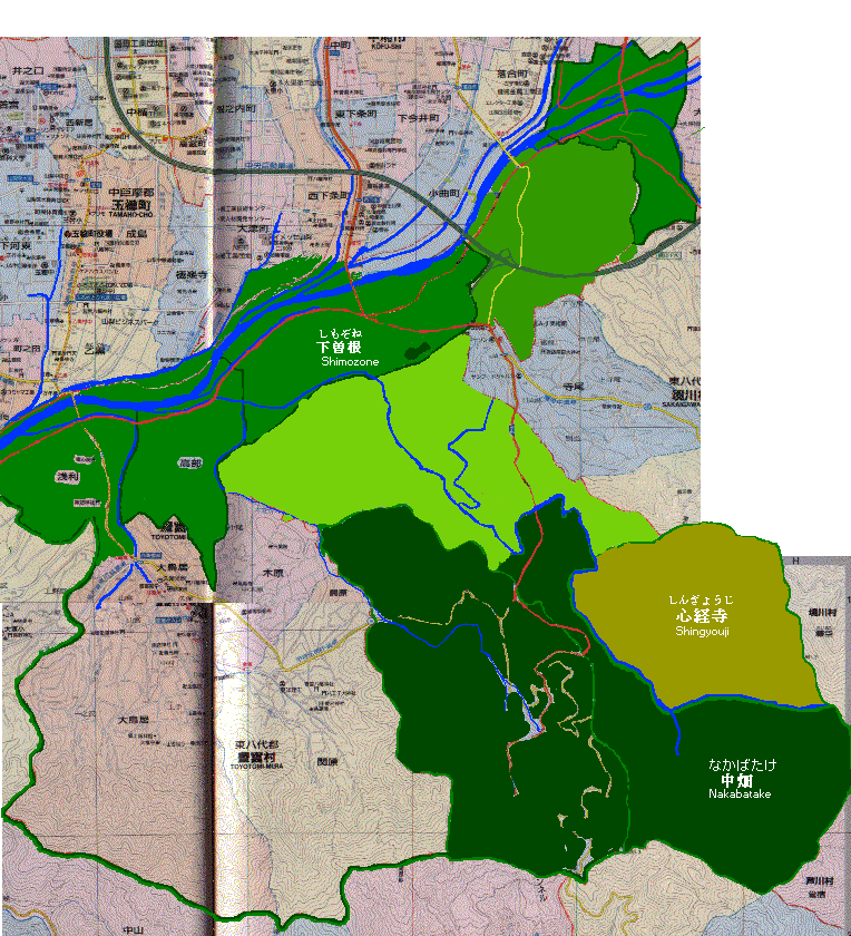 Nakamichi-cho and Toyotomi-mura regional map